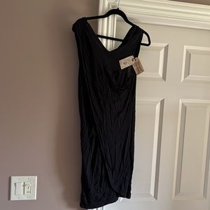 All Saints Black Marina Drape Jersey Dress